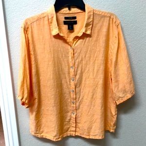 Tahari Linen short sleeve blouse